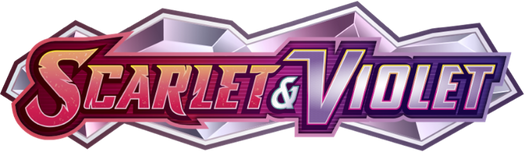 Image showing the logo for the Scarlet & Violet series with Pokémon in the background.